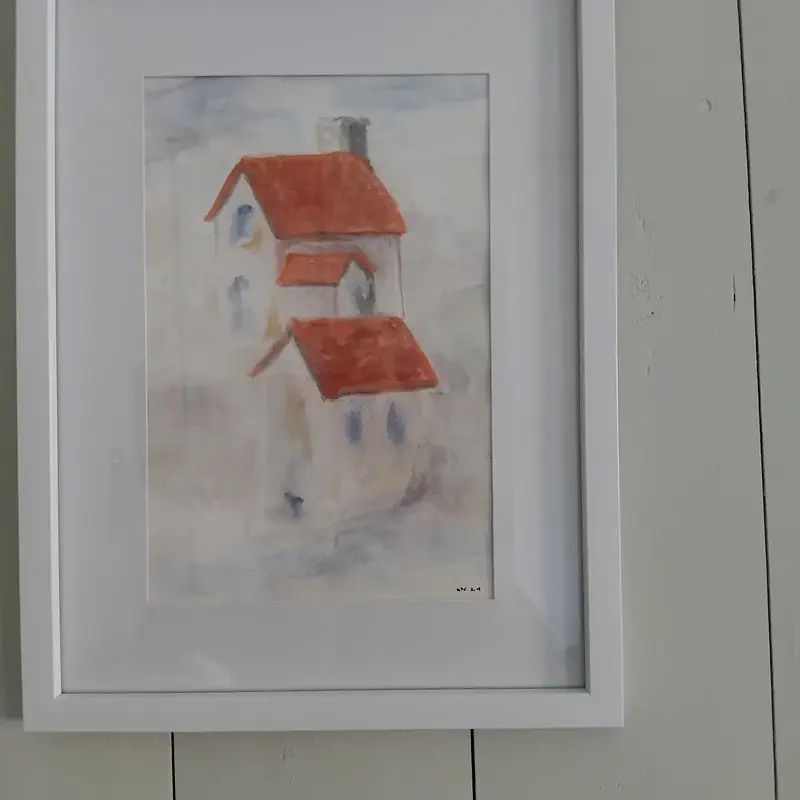 Akvarell Husen av Sol-Britt Nygård