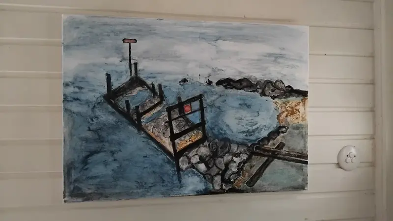 Akrylmålning Bryggan av Sol-Britt Nygård