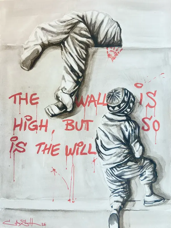Akvarell The Wall Is High, But So Is the Will av Cash