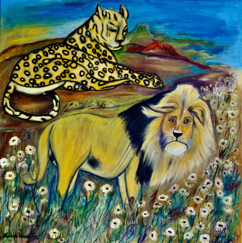 Oljemålning Savannens Vakter av Kristina Rosenbecker