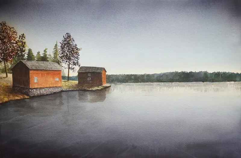 Akvarell Borgvik av Leif Stavgren