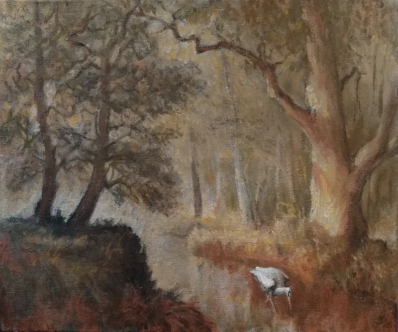 Oljemålning Häger #1 av Stefan Nyman