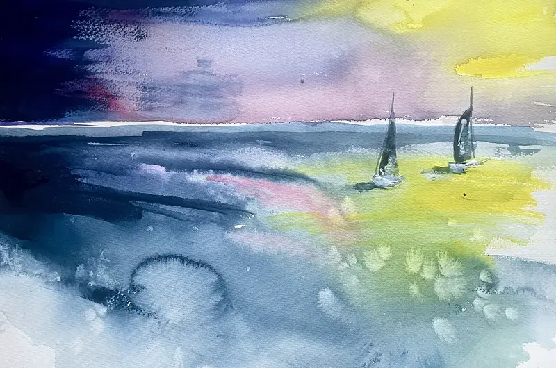 Akvarell Ljussegling av Gunilla Tuvin