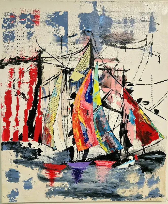 Akrylmålning Morgon vid kajen av Markus Foth Nilsson