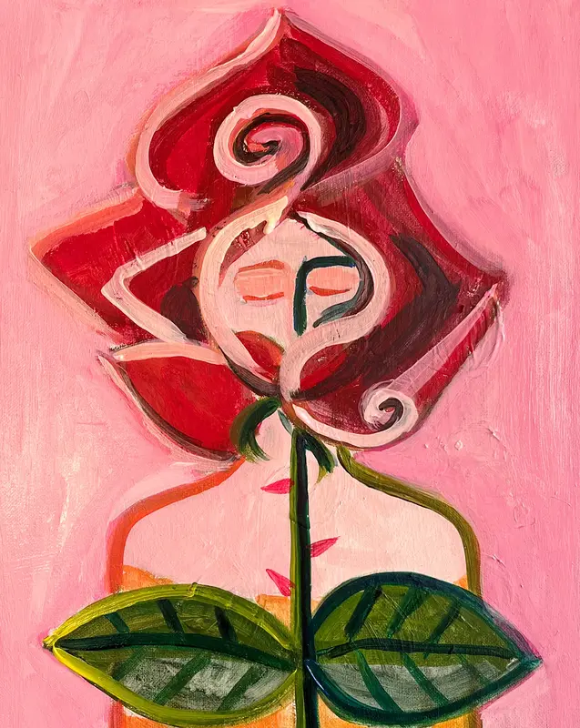 Akrylmålning Lady rose av Elisa Pålsson