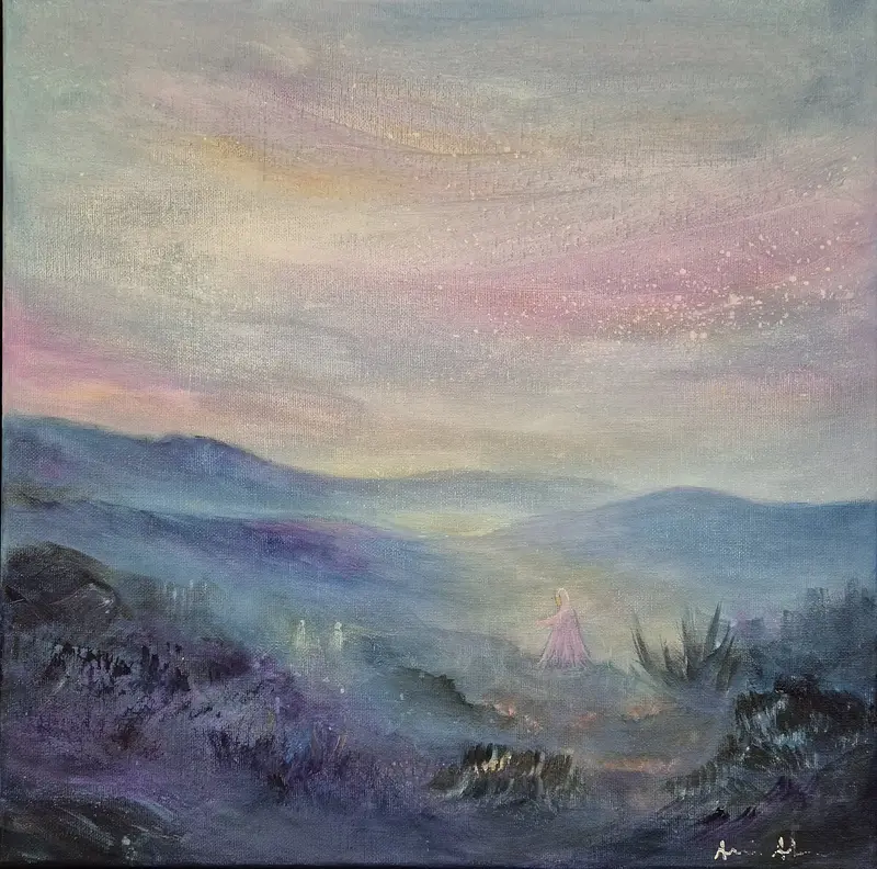 Akrylmålning Fairies av Annica Andersson