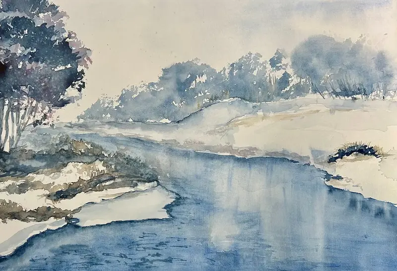 Akvarell Vinter av Inger Axbrink