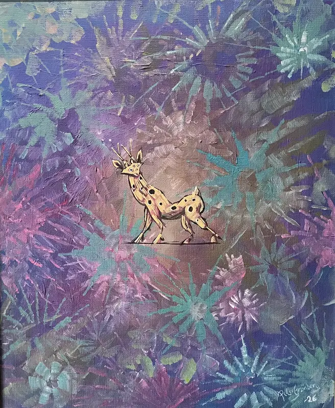 Akrylmålning Bambi, är det du? av Peter Grönberg