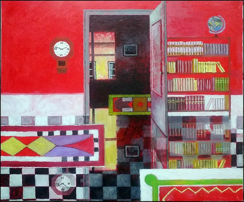 Oljemålning Rött rum av Svante Trottestam