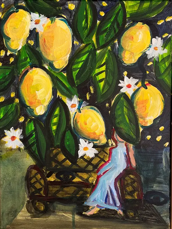 Akrylmålning Citronhimmel av Elisa Pålsson