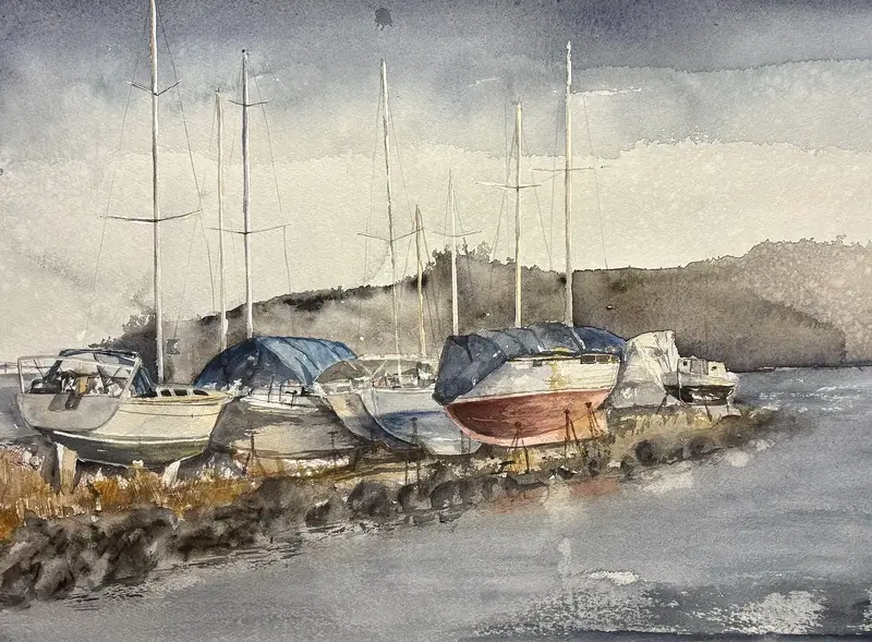 Akvarell Övervintra på Öckerö av Petra Klara Margareta Kåks