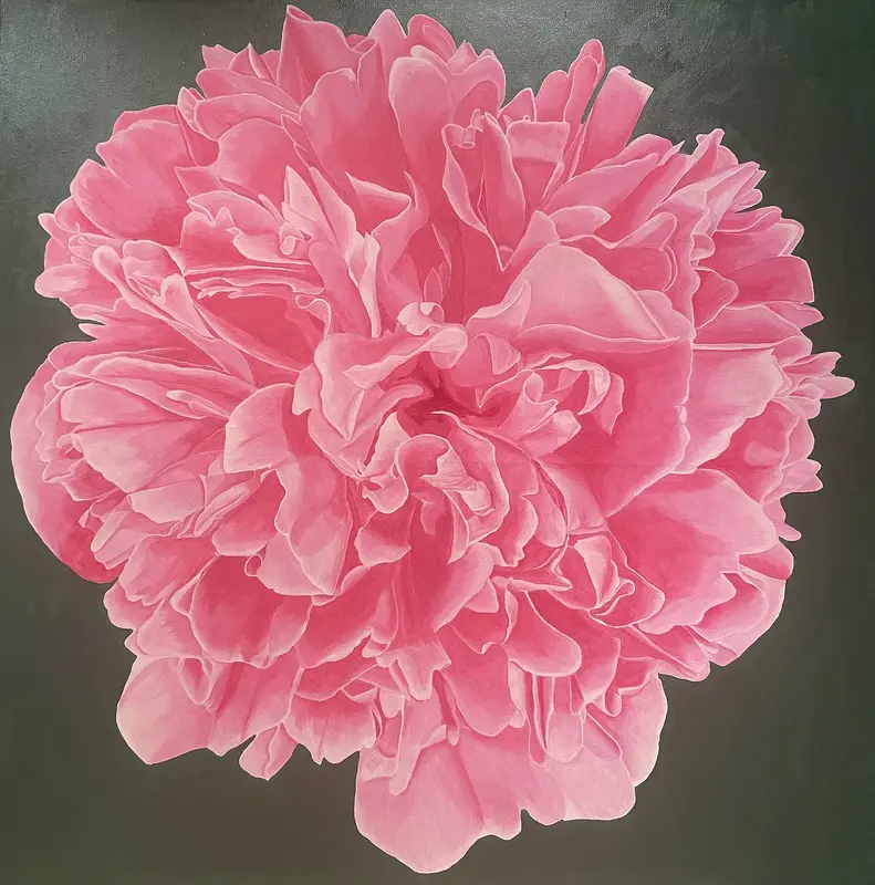 Akrylmålning Farmors pion av Petra Wilhsson