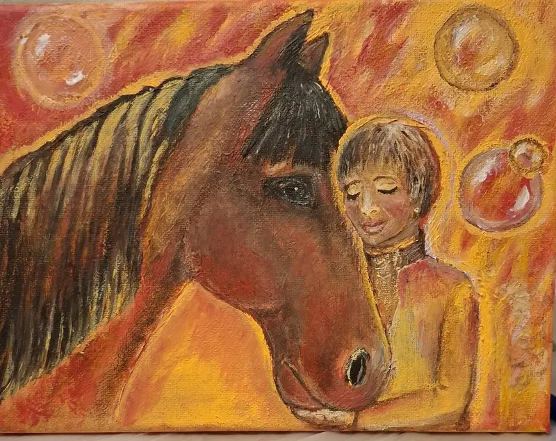 Akrylmålning Eldhästen 1 av Rosie-VedicArt Nordstrand