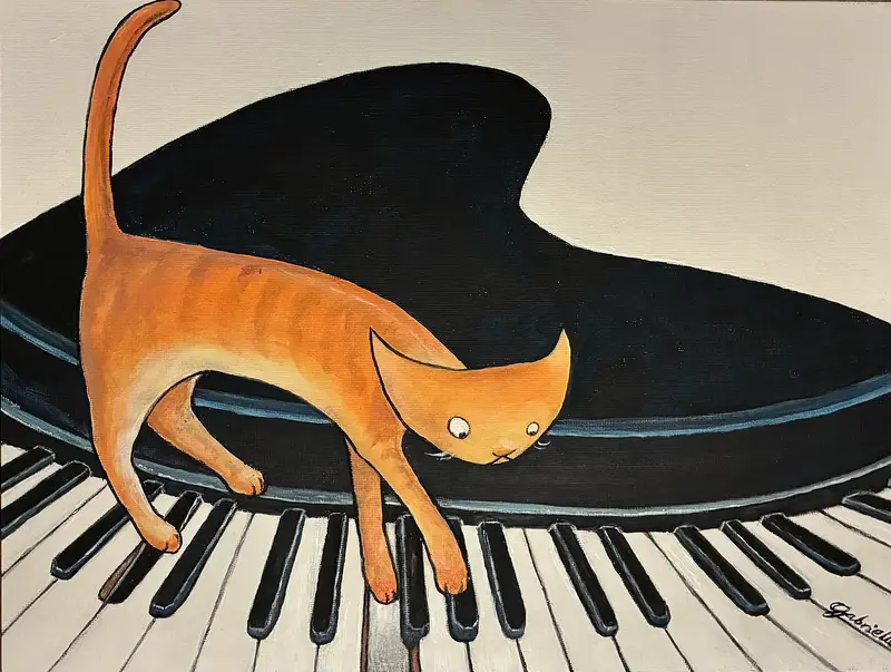 Akrylmålning Kattens fuga av Gabrielle van der Wal