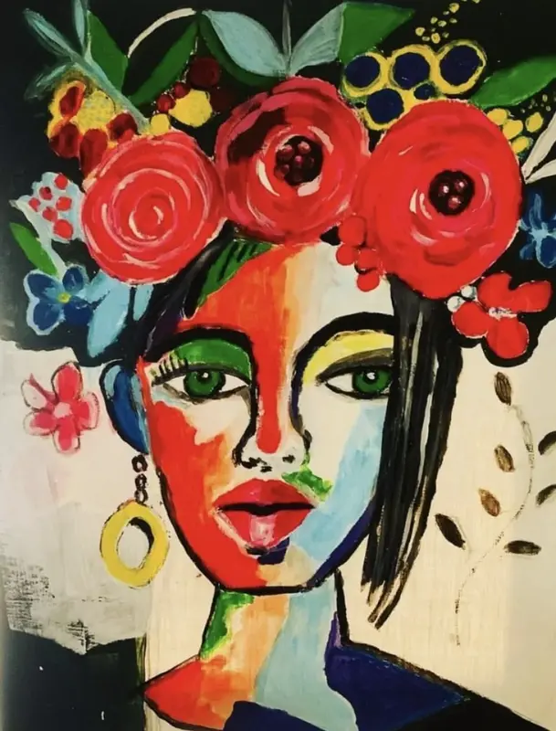 Akrylmålning Power girl av Sirpa Heed Franti