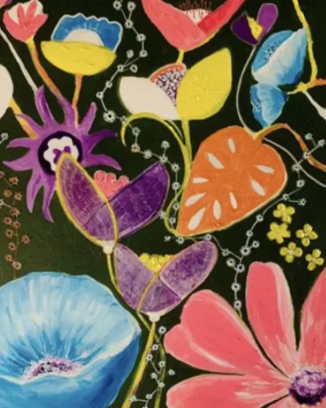 Akrylmålning Växtvärk av Sirpa Heed Franti