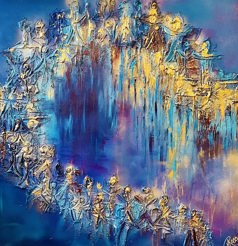 Akrylmålning Shiny Happy People av Mette Ross