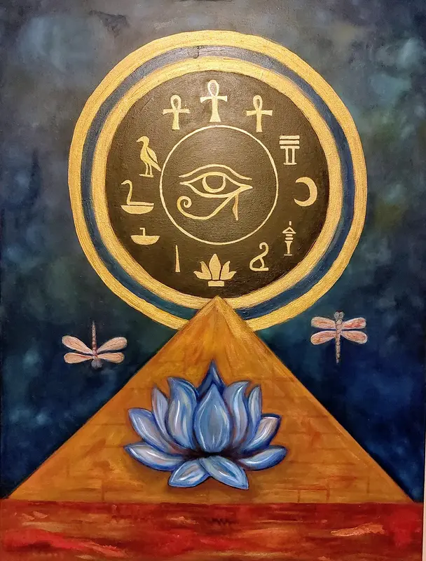 Oljemålning Blå Lotus av Pernilla Erixon