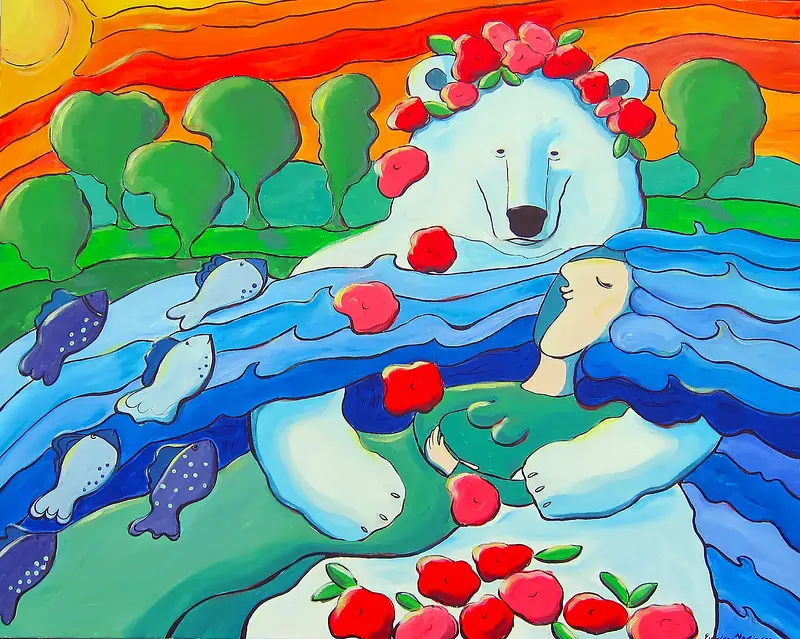 Akrylmålning Safe in Your Arms av Eva-Lena Martinsson