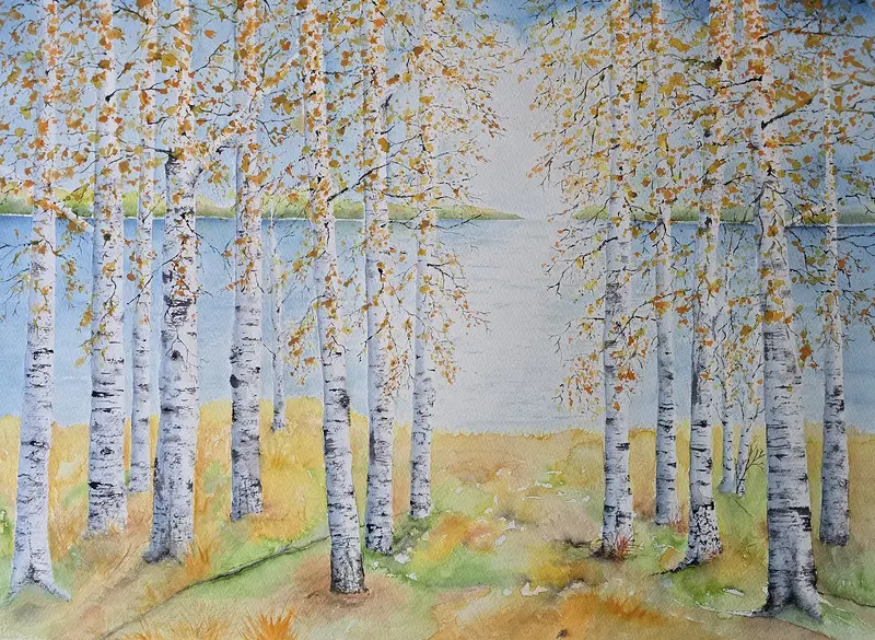 Akvarell Höst av Anita Lindgren