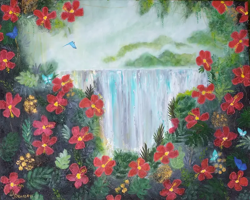 Akrylmålning "Window of the rainforest! av Lisa Svensson