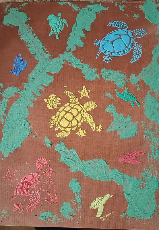Akrylmålning Sea turtles av Biljana Teletina