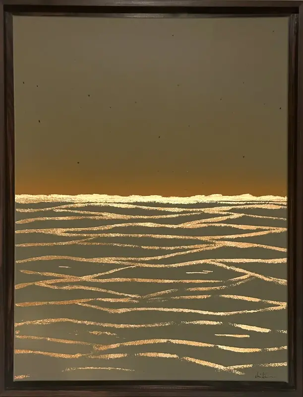 Vågor i guld/havsgrön av Anna Åkerman