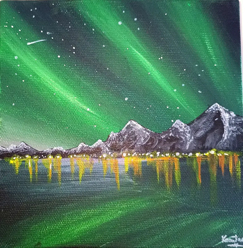 Akrylmålning Celestial Aurora av Kaoutar EL Karfi