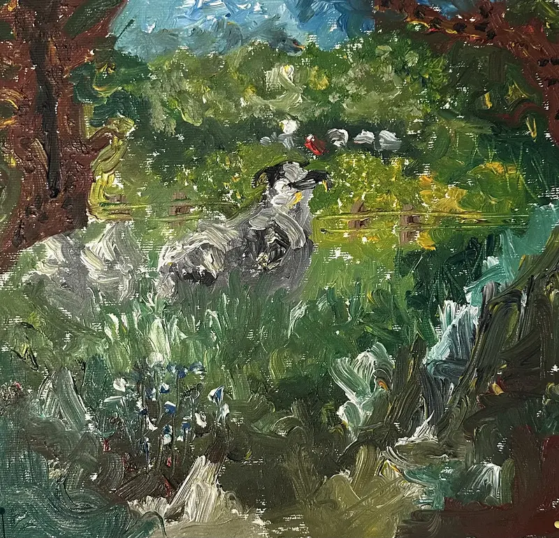 Oljemålning Får vid kaknäs av Morris Sandberg