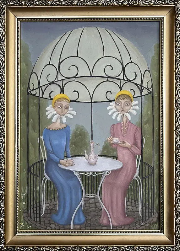 Oljemålning Lugna droppar av Klara Folke