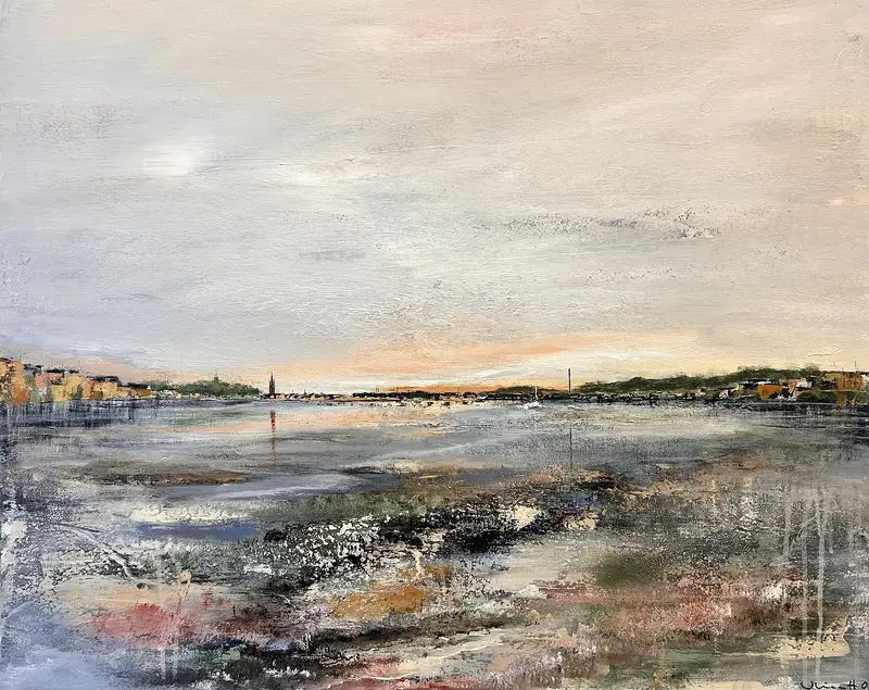 Akrylmålning Där stad möter landskap av Ulrica Halling Olsson_art Stockholm