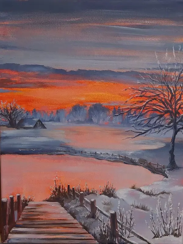 Oljemålning Ice flowers av Marika Soldati