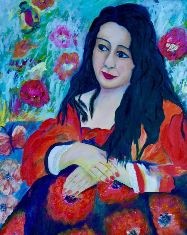 Oljemålning Tystnad i blicken. av Kristina Rosenbecker