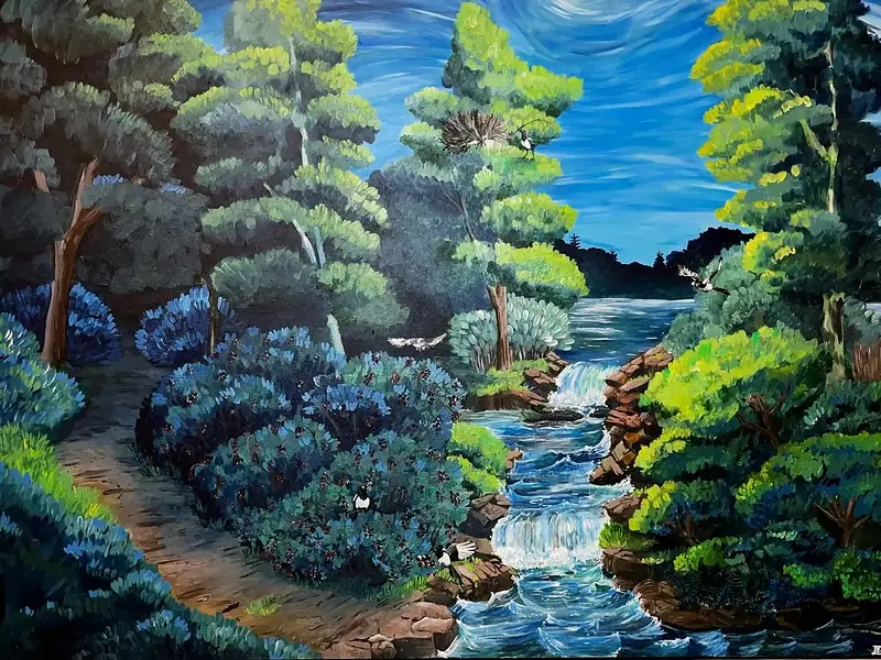 Akrylmålning Black-berry woods av Lovisa Theander