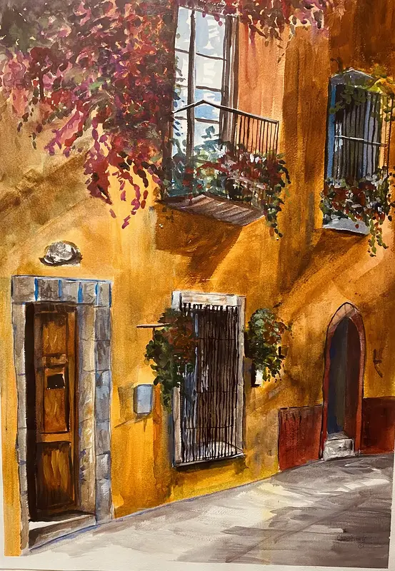 Akvarell En fransk gata av Christina Ljungberg