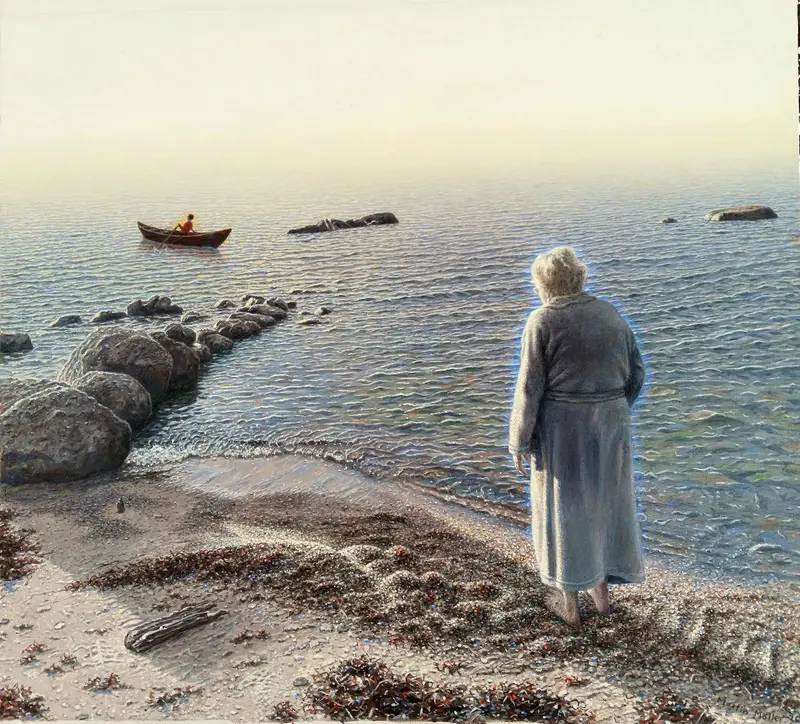 Oljemålning Nu kommer han av Martin Möller