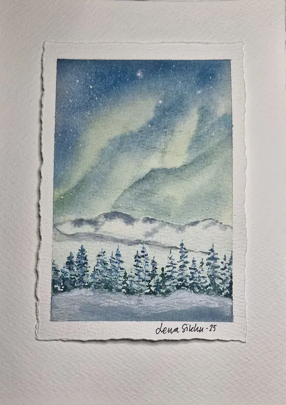 Akvarell Auroranight av Lena Sikku