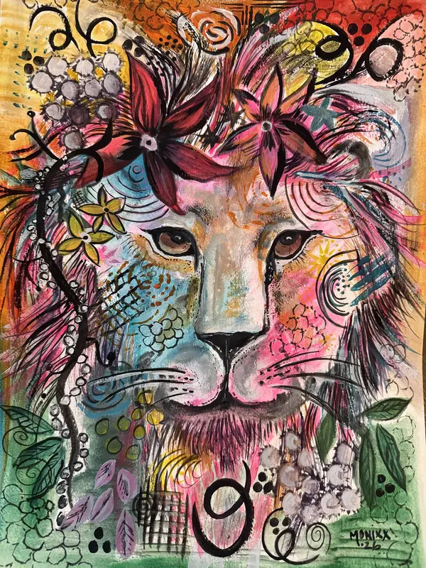 Akvarell 𝚆𝙸𝙻𝙳 𝙰𝚃 𝙷𝙴𝙰𝚁𝚃 av Monica Rose Bergström (Monixx)