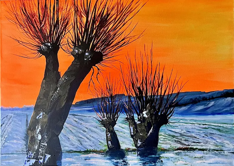 Akrylmålning Pilar av Louise Östberg