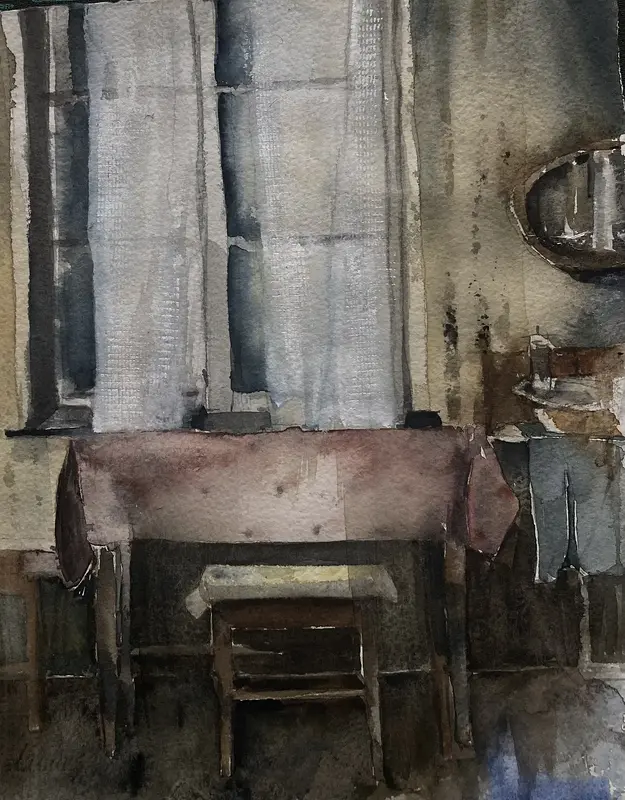 Akvarell Duken av Susanne Eklund