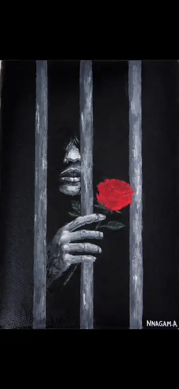 Akrylmålning Hopp bakom galler av Nagam Meir Ali