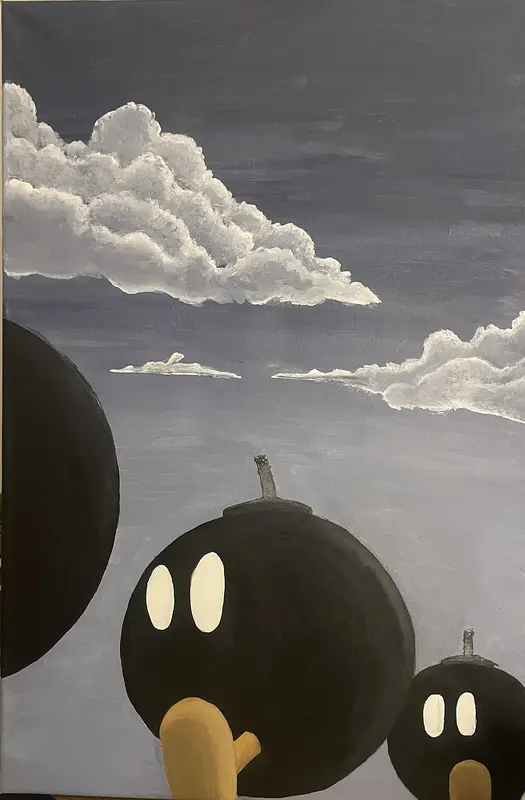 Akrylmålning Mario av Amalia Hjort