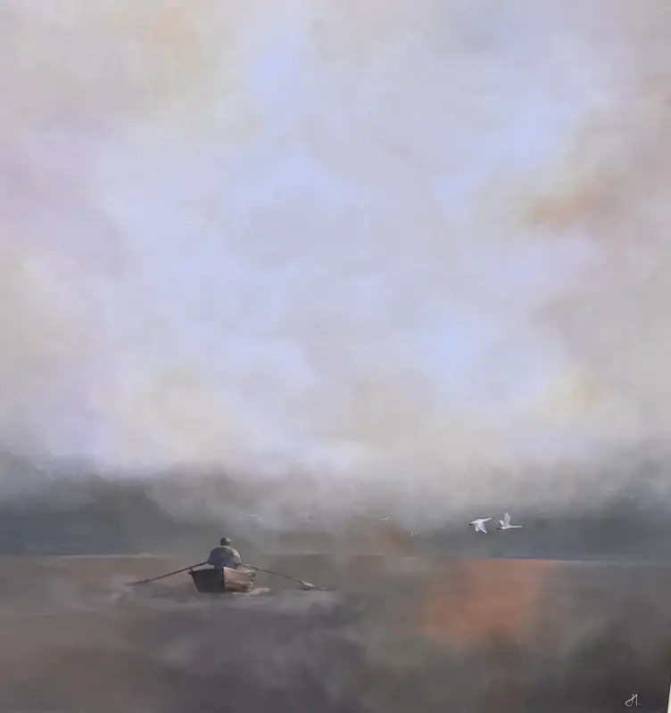 Akrylmålning Snart tar skymningen plats av Jenny Jonesjö