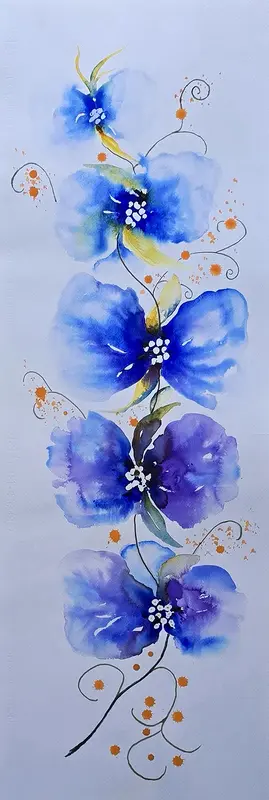 Akvarell Blomsterslinga av Anita Lindgren