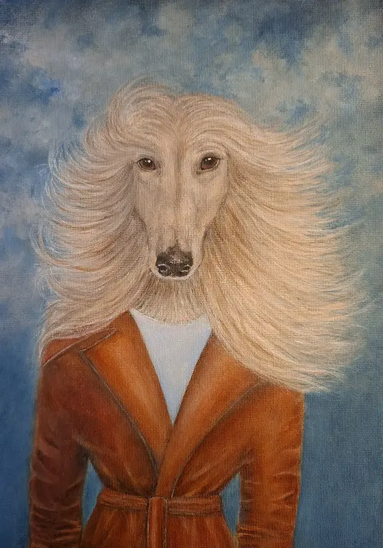 Akrylmålning Virvlande tassar av Katrin Derholm