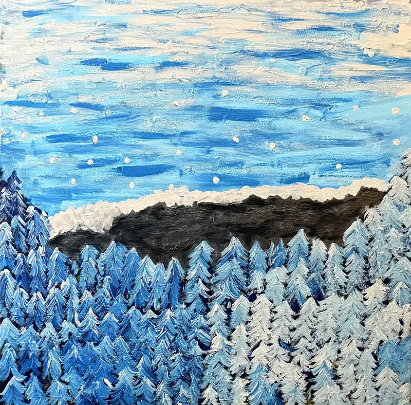 Akrylmålning Vinter landskap av Göran Karjaluoto