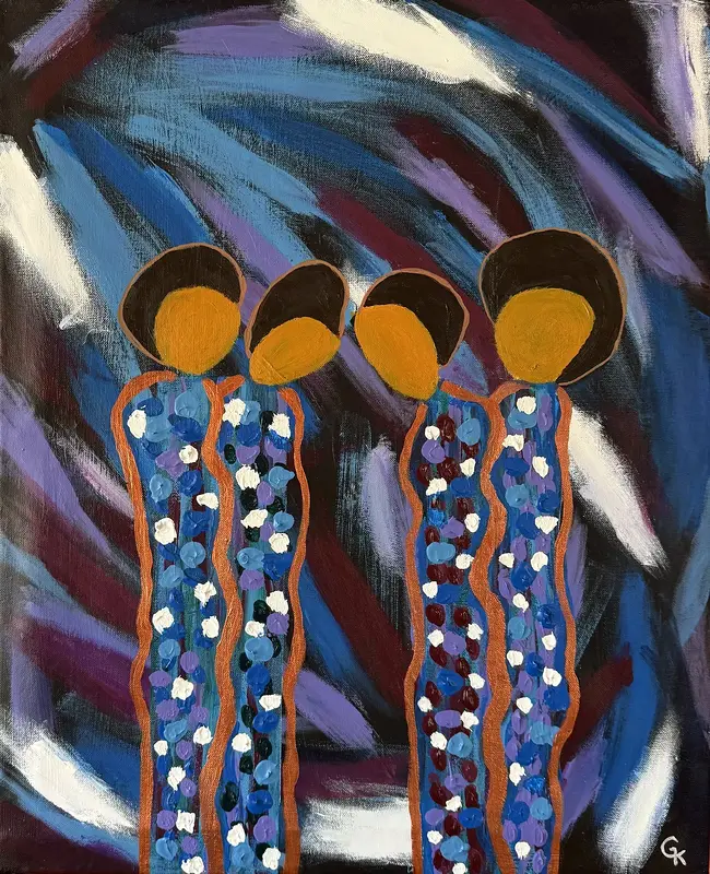 Akrylmålning Folket av Göran Karjaluoto