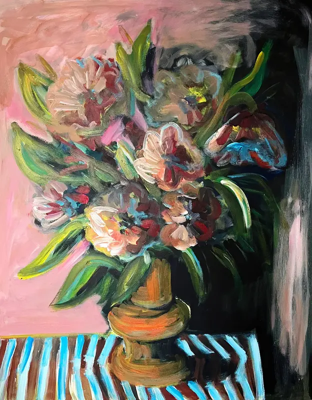 Akrylmålning Dov & ljuvlig bukett av Elisa Pålsson