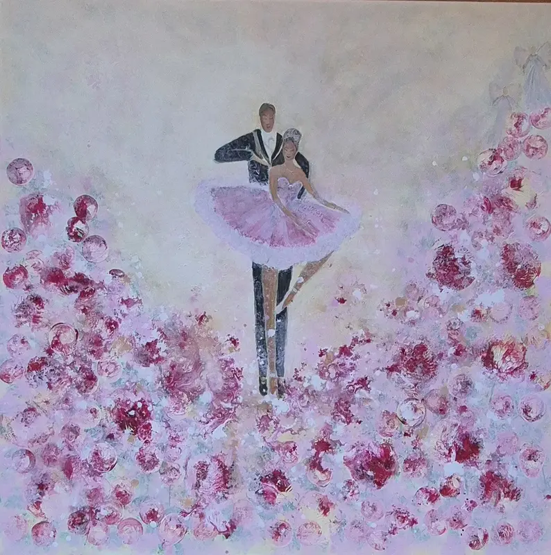 Akrylmålning Dansande Ballerina av Liselotte Blomberg