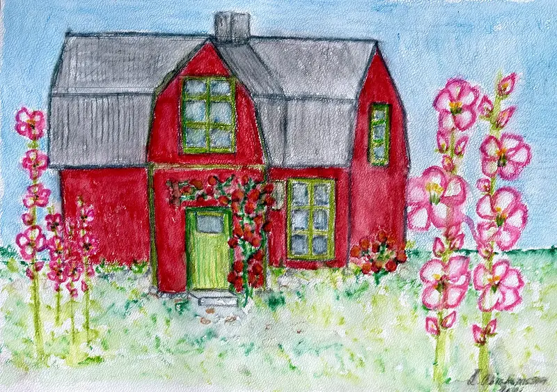 Akvarell På landet av Linda Abrahamsson La Arts Sweden